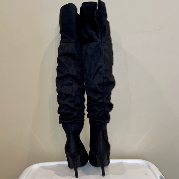 New Black Over The Knee Stiletto Boot - Picture 3 of 3